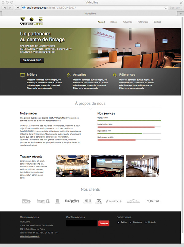Infographiste Freelance - Creation de site web pour du matériel vidéo