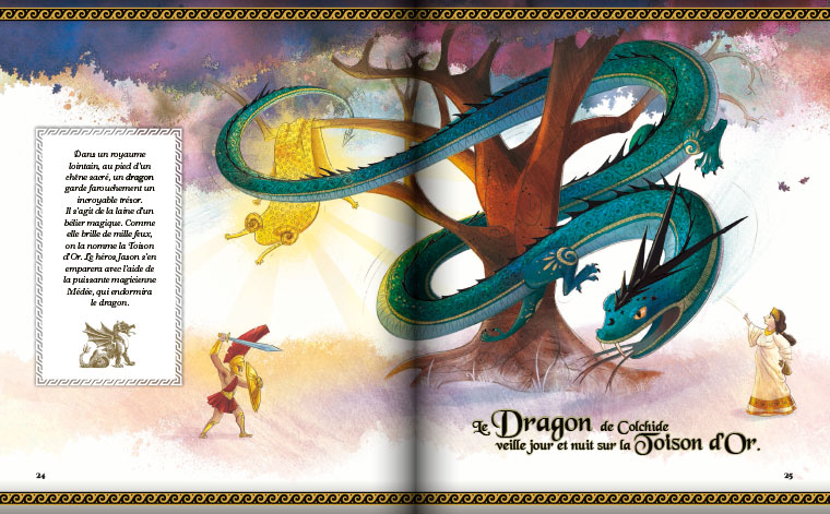 Infographiste Freelance - Création mise en page de livre jeunesse sur la mythologie et les dragons