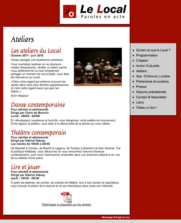 Infographiste Freelance - Creation de site internet dans le secteur culturel (salle de spectacle)