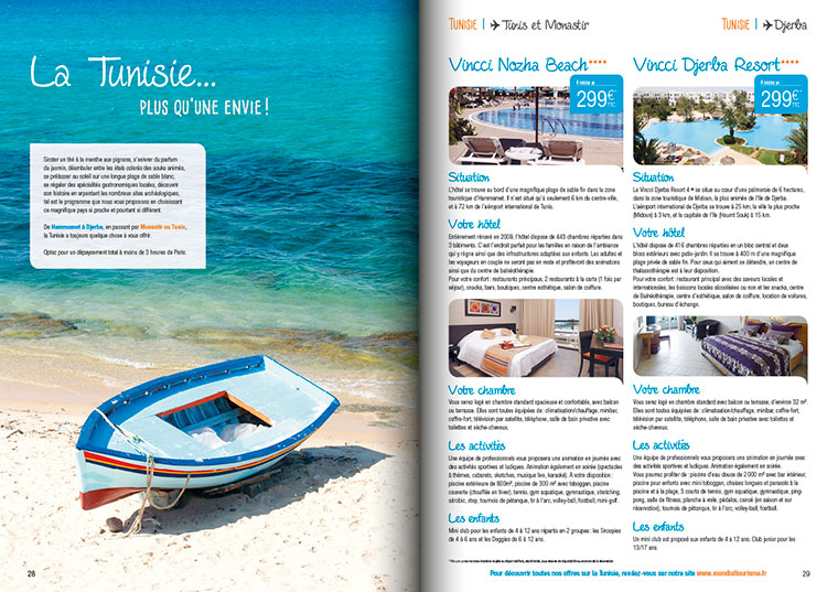 Infographiste Freelance - Maquette de catalogue vacances en Tunisie