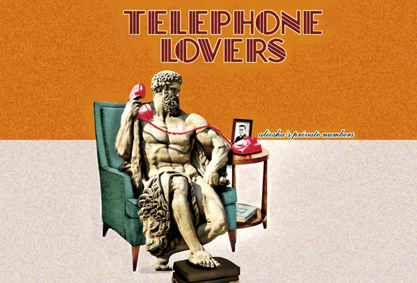 Infographiste Freelance - Photomontage retro - Hercule au téléphone